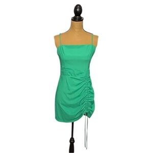Superdown Fabiana Mini Dress Kelly Green Ruched Bodycon Spaghetti Strap Women M